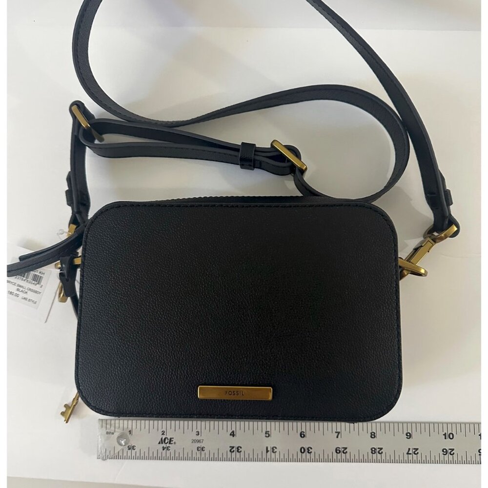NWT FOSSIL Bryce Small Black Leather Crossbody Bag